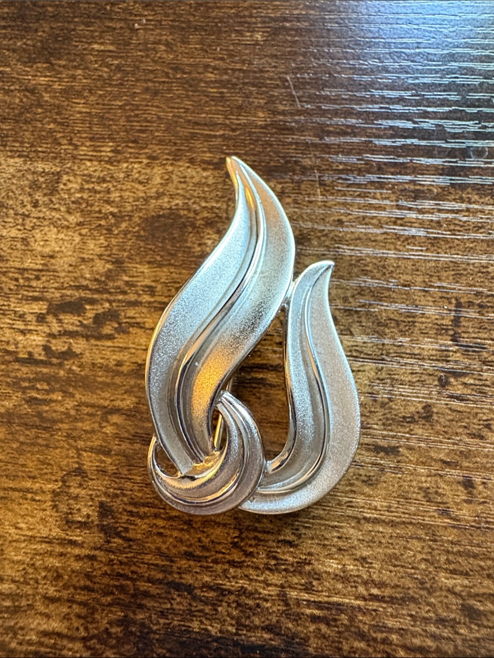 Trifari Silver-Tone Sculptural Flame Brooch